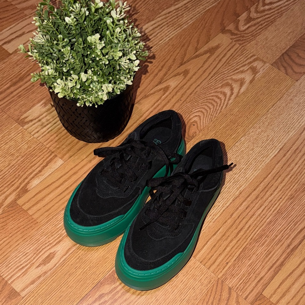 UGG Black Suede Sneakers with Green Soles